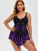 Plus Size & Curve Paisley Handkerchief Padded Modest Tankini  Swimsuit -  