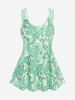 Maillot de bain tankini grande taille à imprimé cachemire bohème avec shorty - Vert 1X | US 14-16