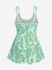Maillot de bain tankini grande taille à imprimé cachemire bohème avec shorty - Vert 1X | US 14-16