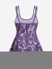 Plus Size Bohemian Paisley Print Tankini Swimsuit with Boyshorts -  