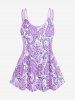 Maillot de bain tankini grande taille à imprimé cachemire bohème avec shorty - Violet clair 1X | US 14-16