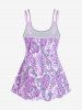Plus Size Bohemian Paisley Print Tankini Swimsuit with Boyshorts -  