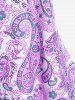 Plus Size Bohemian Paisley Print Tankini Swimsuit with Boyshorts -  