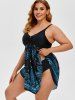 Maillot de Bain Tankini Mouchoir Matelassé Motif Cachemire Grande-Taille - Bleu 5X