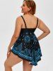 Maillot de Bain Tankini Mouchoir Matelassé Motif Cachemire Grande-Taille - Bleu 5X