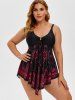 Maillot de Bain Tankini Mouchoir Matelassé Motif Cachemire Grande-Taille - Rouge 5X
