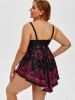 Maillot de Bain Tankini Mouchoir Matelassé Motif Cachemire Grande-Taille - Rouge 5X