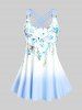 Plus Size & Curve Ombre Color Floral Print Crisscross Modest Tankini Swimsuit -  