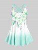 Plus Size & Curve Ombre Color Floral Print Crisscross Modest Tankini Swimsuit -  