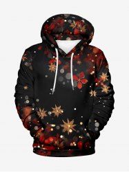 Plus Size Snowflake Floral Glitter Ombre Light Spot Print Christmas Drawstring Pullover Long Sleeves Hoodie For Men -  