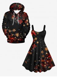 Christmas Snowflake Floral Glitter Ombre Light Spot Print Plus Size Matching Set For Couples -  