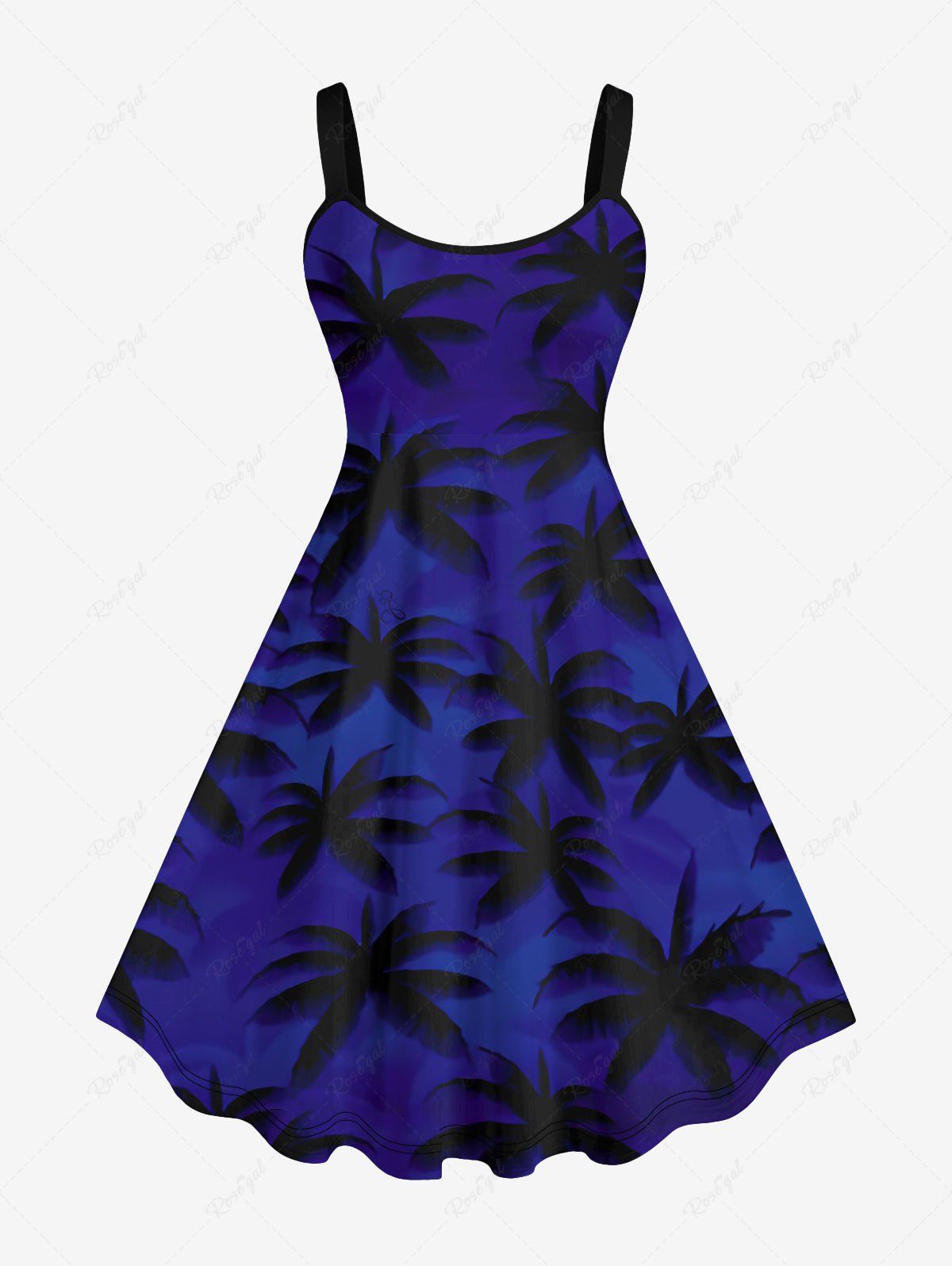 Best Plus Size Coconut Tree Overhead View Print Hawaii Tank Dress  