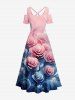 Contrastant Imprimé Rose Saint-Valentin Grande Taille pour la Plage - Rose clair 