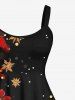 Christmas Snowflake Floral Glitter Ombre Light Spot Print Plus Size Matching Set For Couples -  