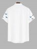 Plus Size Coconut Tree Sea Wave Beach Bird Print Hawaii Button Pocket Shirt For Men -  