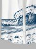 Plus Size Coconut Tree Sea Wave Beach Bird Print Hawaii Button Pocket Shirt For Men -  