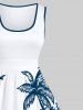 Plus Size Coconut Tree Sea Wave Beach Bird Print Hawaii Vintage Swing A Line Dress -  