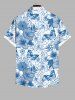 Chemise hawaïenne grande taille à imprimé fleurs d'hibiscus, feuilles et papillons, avec poches et boutons, pour homme - Bleu-gris 4XL