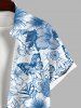 Chemise hawaïenne grande taille à imprimé fleurs d'hibiscus, feuilles et papillons, avec poches et boutons, pour homme - Bleu-gris 4XL