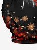 Plus Size Snowflake Floral Glitter Ombre Light Spot Print Christmas Drawstring Pullover Long Sleeves Hoodie For Men -  