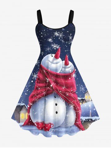 Robe Débardeur Imprimé Bonhomme de Neige et Flocons de Neige Noël Grande Taille - MULTI-A - 6X