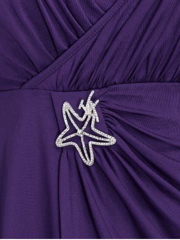 Plus Size Lettuce Ruched Keyhole Flutter Sleeves Surplice Tee