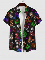 Chemise Imprimé Élément de Noël avec Poches Grande Taille - Noir M