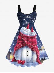 Robe Débardeur Imprimé Bonhomme de Neige et Flocons de Neige Noël Grande Taille - Multi-A 5X