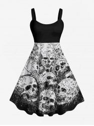 Plus Size Halloween Costume Skulls Print Tank Dress -  