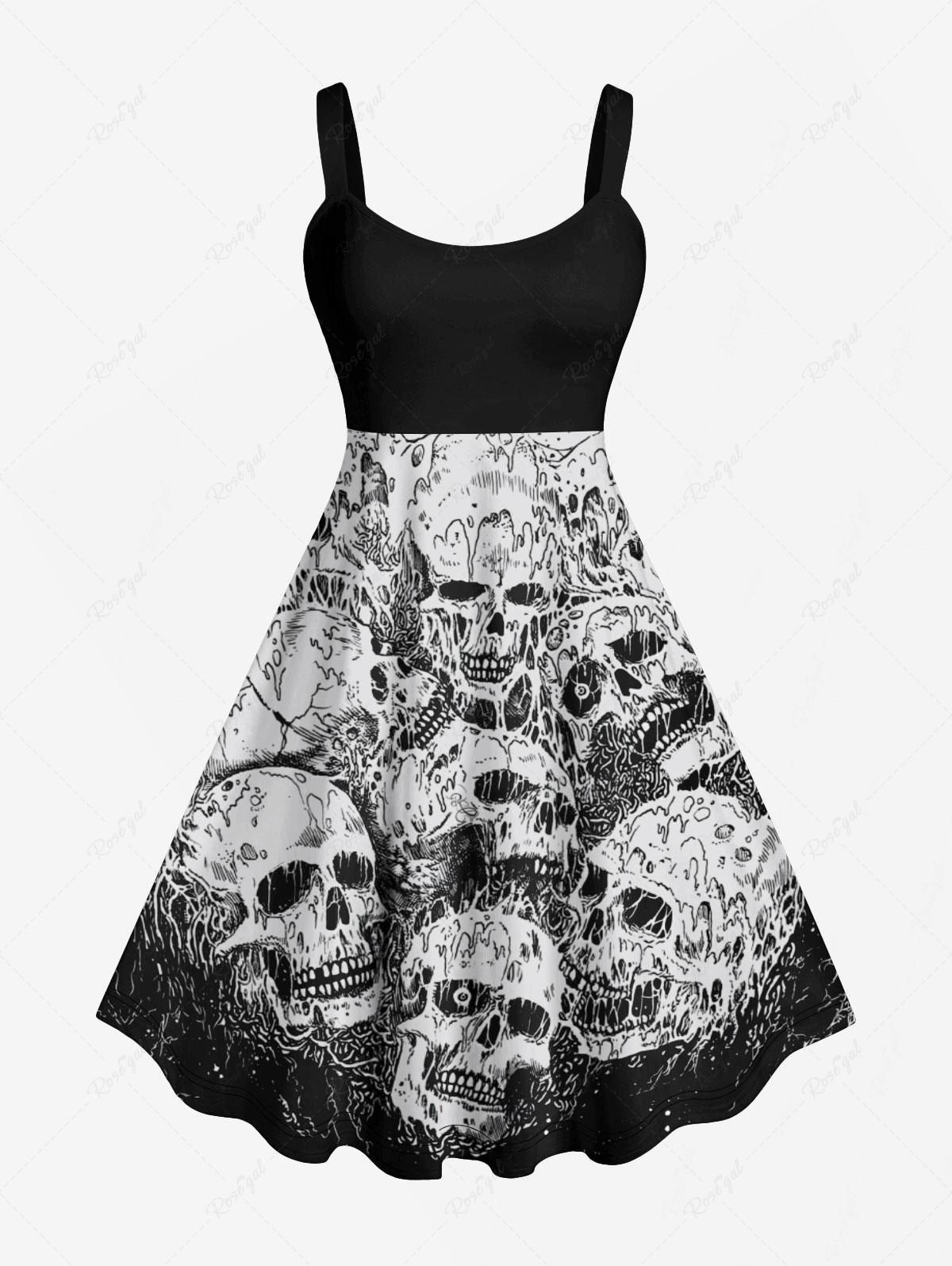 Shops Plus Size Halloween Costume Skulls Print Tank Dress  