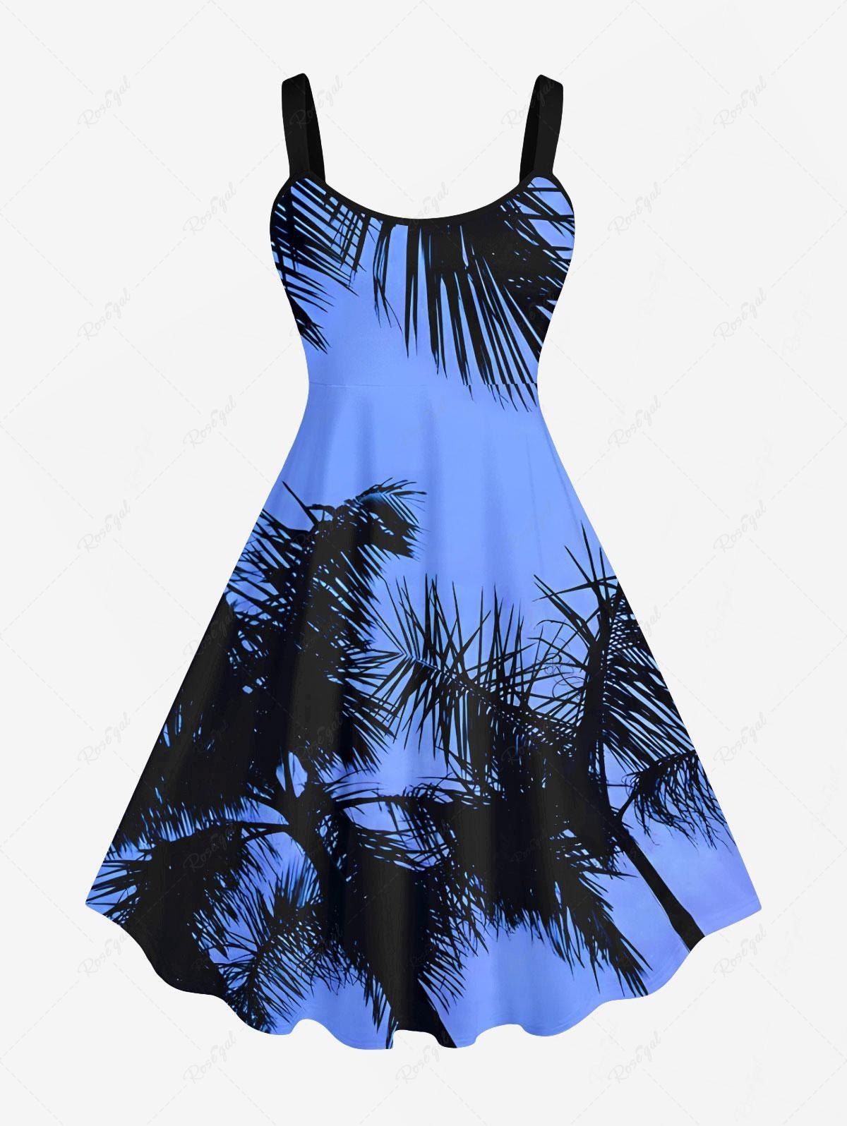 Robe Décontractée Ligne A Cocotier Imprimé de Grande Taille Multi-A L