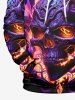 Costume D'Halloween en Métal Imprimé Crâne et Feu Grande Taille pour Couples - Noir 