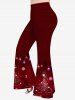 Christmas Tree Ball Snowflake Galaxy Print Ombre Lattice Top and Flare Pants Plus Size Matching Set -  