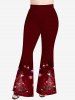 Christmas Tree Ball Snowflake Galaxy Print Ombre Lattice Top and Flare Pants Plus Size Matching Set -  