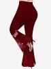 Christmas Tree Ball Snowflake Galaxy Print Ombre Lattice Top and Flare Pants Plus Size Matching Set -  
