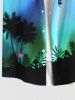 Plus Size Coconut Tree Colorful Ombre Galaxy Print Hawaii Buttons Pocket Shirt For Men -  