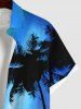 Plus Size Coconut Tree Colorful Ombre Galaxy Print Hawaii Buttons Pocket Shirt For Men -  