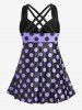 Plus Size & Curve Cinched Polka Dot Crisscross Tankini Swimsuit -  