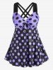 Plus Size & Curve Cinched Polka Dot Crisscross Tankini Swimsuit -  