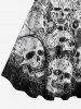 Plus Size Halloween Costume Skulls Print Tank Dress -  