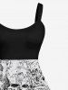 Plus Size Halloween Costume Skulls Print Tank Dress -  
