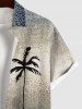 Plus Size Ombre Colorblock Coconut Tree Print Buttons Pocket Hawaii Shirt For Men -  