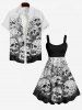 Plus Size Halloween Costume Skulls Print Tank Dress -  