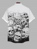 Plus Size Halloween Costume Skulls Print Buttons Pocket Shirt For Men -  