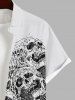 Plus Size Halloween Costume Skulls Print Buttons Pocket Shirt For Men -  