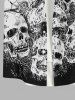Plus Size Halloween Costume Skulls Print Buttons Pocket Shirt For Men -  