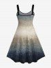 Plus Size Ombre Colorblock Coconut Tree Print Hawaii Tank Dress -  