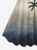 Plus Size Ombre Colorblock Coconut Tree Print Hawaii Tank Dress -  