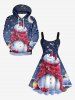 Robe Débardeur Imprimé Bonhomme de Neige et Flocons de Neige Noël Grande Taille - Multi-A 5X