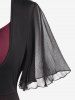 Plus Size Flutter Sleeves Twist Colorblock 2 in 1 Tee -  